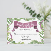 Lila und grüne Aquarellfarben - RSVP-Blätter RSVP Karte (Stehend Vorderseite)