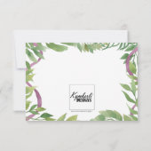 Lila und grüne Aquarellfarben - RSVP-Blätter RSVP Karte (Rückseite)