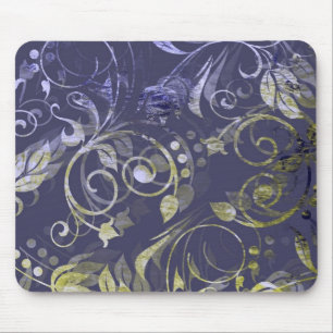 Lila und grüne Batik Floral Abstrakt Mousepad