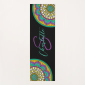 Lila und grüne Blume Mandala Monogram Yoga Mat Yogamatte (Vorderseite)