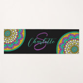 Lila und grüne Blume Mandala Monogram Yoga Mat Yogamatte (Vorderseite (Horizontal))