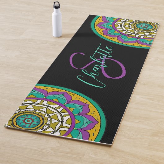 Lila und grüne Blume Mandala Monogram Yoga Mat Yogamatte (Beispiel)