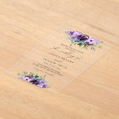 Lila und grüne Blumenhochzeit Acryleinladungen (Ablage )