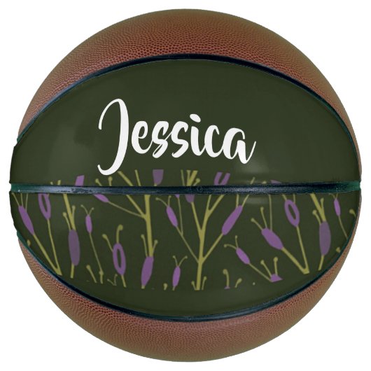 Lila und grüne Blumenmuster Basketball (Vorderseite)