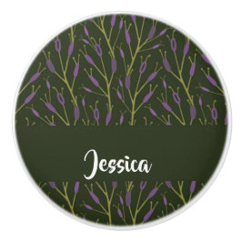 Lila und grüne Blumenmuster Keramikknauf