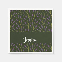 Lila und grüne Blumenmuster Serviette