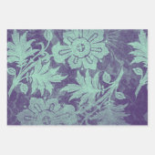 Lila und grüne Blumenumhüllungsblätter Geschenkpapier Set (Vorderseite 3)