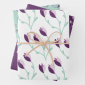 Lila und grüne Blumenumhüllungsblätter Geschenkpapier Set (Beispiel)