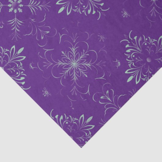 Lila und grüne Blütenschneeflocken Seidenpapier (Ausschnitt)