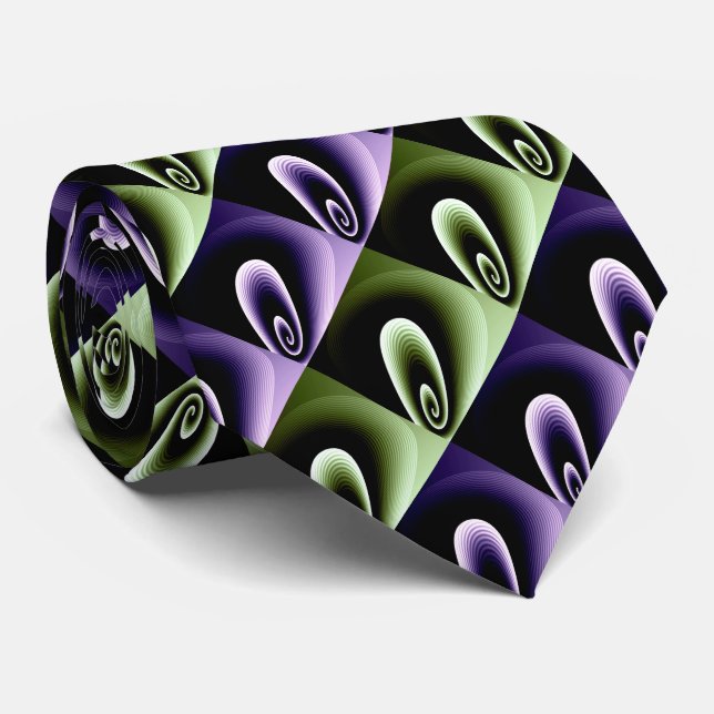 Lila und grüne COOLE Moderne Muster Krawatte (Gerollt)