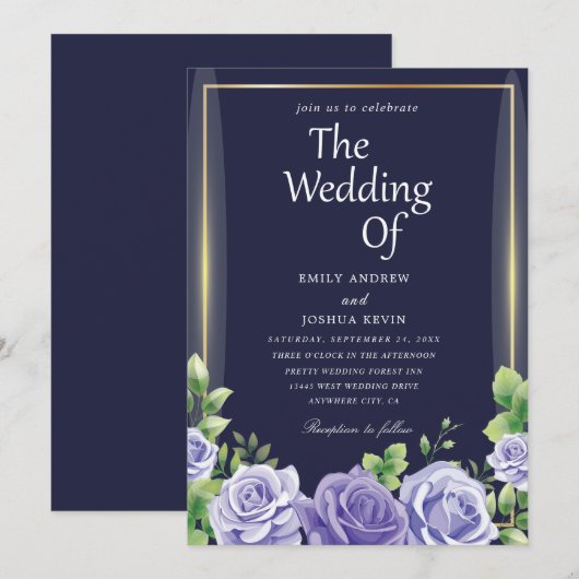 lila und grüne Einladungen (Vorne/Hinten)