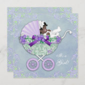 Lila und grüne ethnische Babydusche Einladung (Vorne/Hinten)