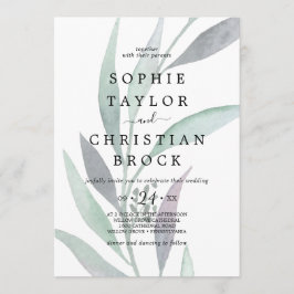 Lila und grüne Eukalyptus-Faded-Foliage Einladung