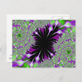 lila und grüne Federn Fraktal Postkarte (Vorne/Hinten)