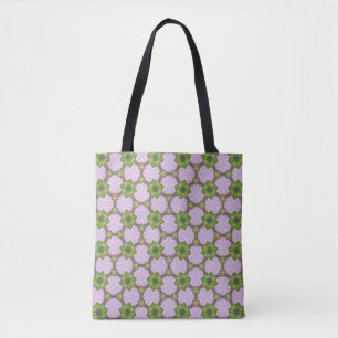 Lila- und grüne floral geometrische Muster-Tasche Tasche