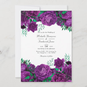 Lila und grüne florale Hochzeits-QR-Code-Rsvp Einladung