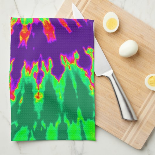 Lila und grüne Gefärbte Krawatte Küchentücher (Viertel Falte)