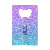 Lila und grüne Glitzer-Textur ombre Geldbeutel Flaschenöffner (Vorderseite)