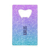 Lila und grüne Glitzer-Textur ombre Geldbeutel Flaschenöffner (Rückseite)