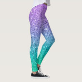 Lila und grüne Glitzer-Textur ombre Leggings (Rechts)