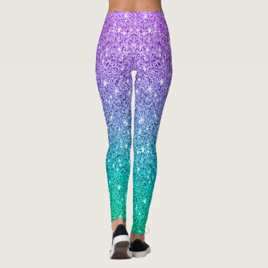 Lila und grüne Glitzer-Textur ombre Leggings (Rückseite)