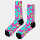 Lila und grüne Herzsocken Socken (Linkes Detail)