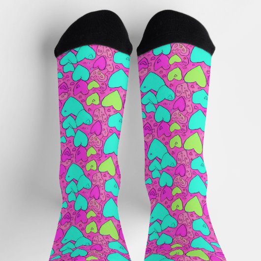 Lila und grüne Herzsocken Socken (Oben)