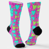 Lila und grüne Herzsocken Socken (Gewinkelt)