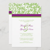 Lila und grüne Hochzeitseinladung Einladung (Vorne/Hinten)
