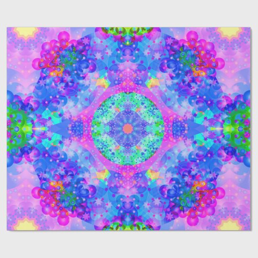 Lila und grüne Kaleidoskop-Fraktal-Kunst Geschenkpapier (Flach)