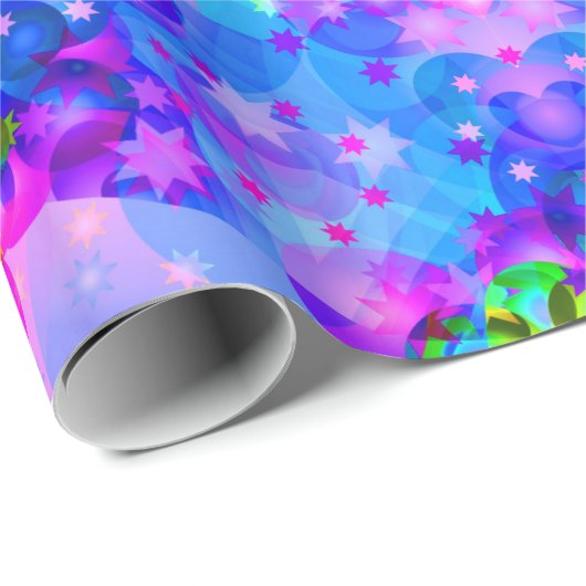 Lila und grüne Kaleidoskop-Fraktal-Kunst Geschenkpapier (Rolleneckpunkt)