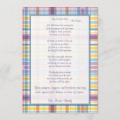 Lila und grüne Karierte Gedenkkarte mit Foto Programm (Rückseite)