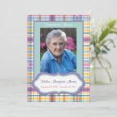 Lila und grüne Karierte Gedenkkarte mit Foto Programm (Stehend Vorderseite)