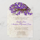 Lila und grüne Kirsche Blossom Teezeremonie Einladung (Vorne/Hinten)