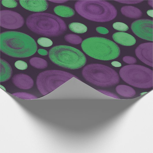 Lila- und grüne Kreise Geschenkpapier (Ecke)
