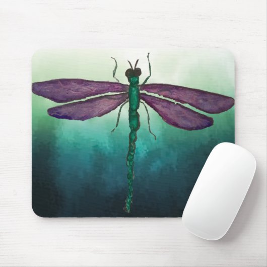 Lila und grüne Libelle Mousepad (Mit Mouse)