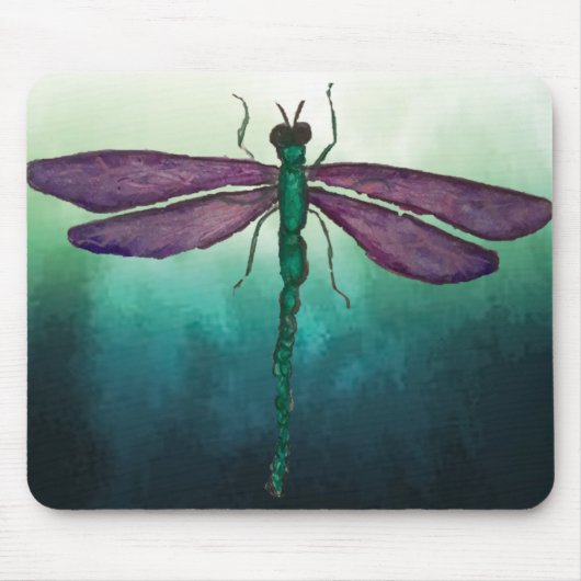 Lila und grüne Libelle Mousepad (Vorne)