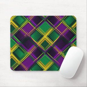 LILA UND GRÜNE MARDI GRAS DIAMOND KARIERT PATTERN MOUSEPAD