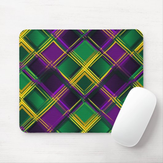 LILA UND GRÜNE MARDI GRAS DIAMOND KARIERT PATTERN MOUSEPAD (Mit Mouse)