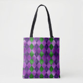 LILA UND GRÜNE MARDI GRAS DIAMOND-PATTER TASCHE (Vorderseite)
