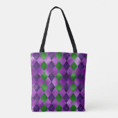 LILA UND GRÜNE MARDI GRAS DIAMOND-PATTER TASCHE (Rückseite)