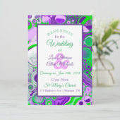 Lila und grüne Marmorflüssigkeiten Einladung (Stehend Vorderseite)