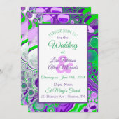Lila und grüne Marmorflüssigkeiten Einladung (Vorne/Hinten)