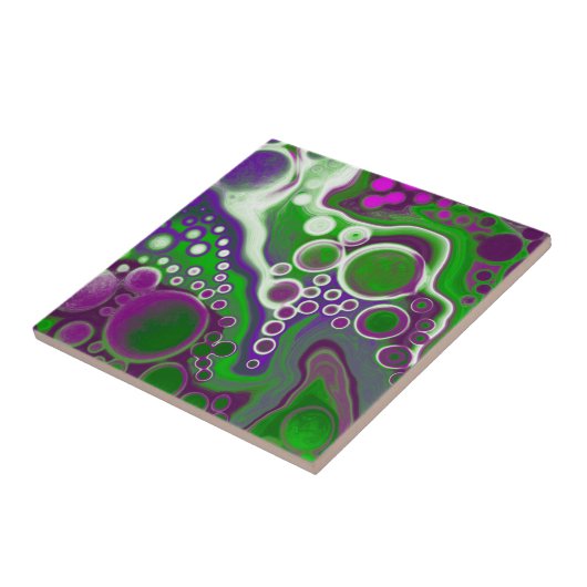 Lila und grüne Marmorflüssigkeiten Kunst Fliese (Seite)