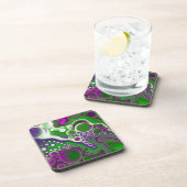 Lila und grüne Marmorflüssigkeiten Kunst Getränkeuntersetzer (Rechte Seite)