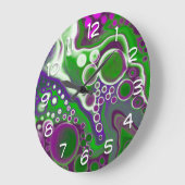 Lila und grüne Marmorflüssigkeiten Kunst Große Wanduhr (Winkel)