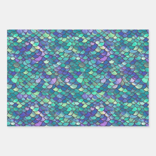 Lila und grüne Meerjungenskala Geschenkpapier Set (Vorderseite)