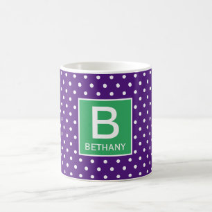 Lila und grüne (oder benutzerdefinierte Farbe) Mo Kaffeetasse