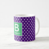 Lila und grüne (oder benutzerdefinierte Farbe) Mon Kaffeetasse (VorderseiteRechts)