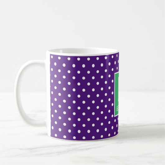 Lila und grüne (oder benutzerdefinierte Farbe) Mon Kaffeetasse (Links)